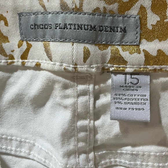 Chico's Gold and White Patterned Denim - Picture 2 of 4